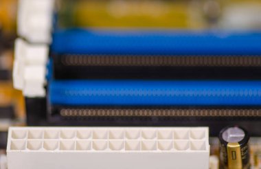 Bağlayıcılar anakart makro fotoğraf