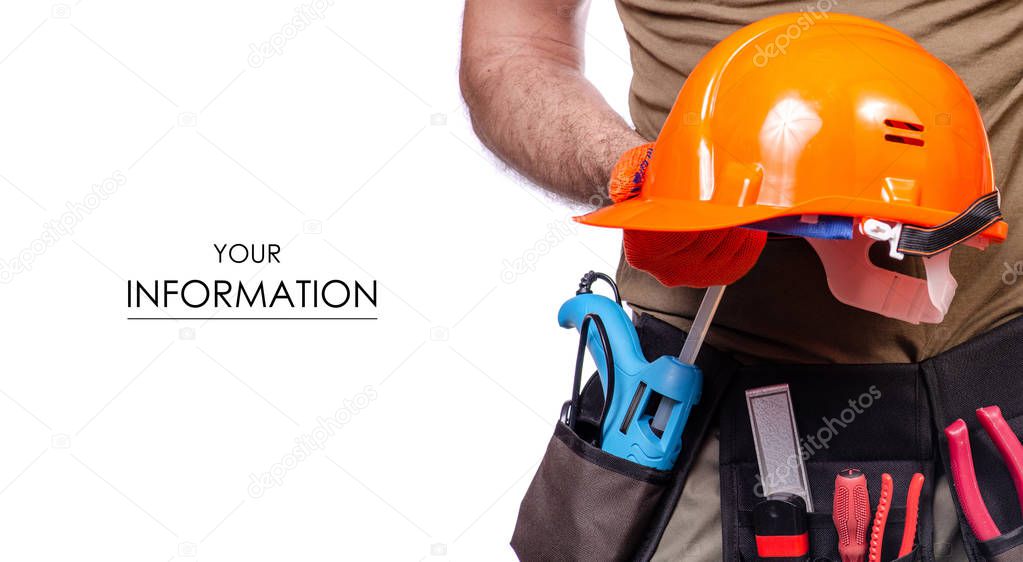 Construction belt on a man tool belt helmet builder pattern