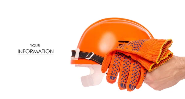 橙色男子头盔男子的手在手套模式 — 图库照片