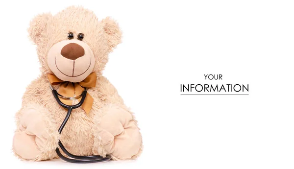 Estetoscopio de oso de juguete patrón de medicina médica —  Fotos de Stock