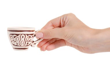 Kahve kil su bardağı eline