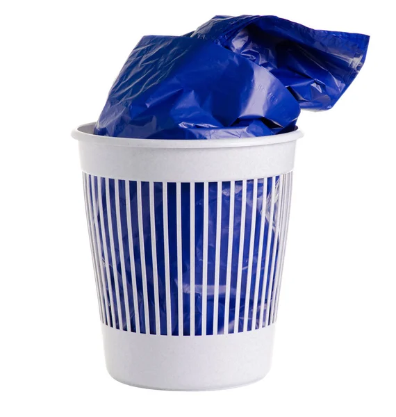 Beyaz plastik çöp kovası — Stok fotoğraf