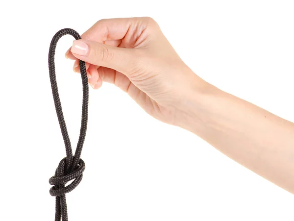 Rope knot in hand — Stock Photo, Image