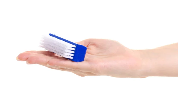 Kitchen brush in hand clean — Stock Photo, Image