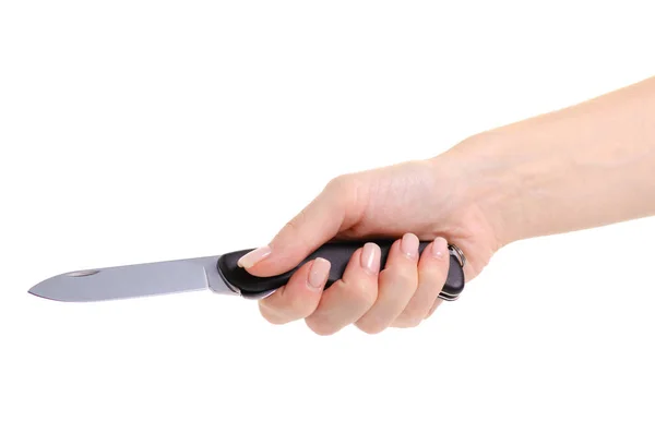 Składany nóż w ręce — Zdjęcie stockowe