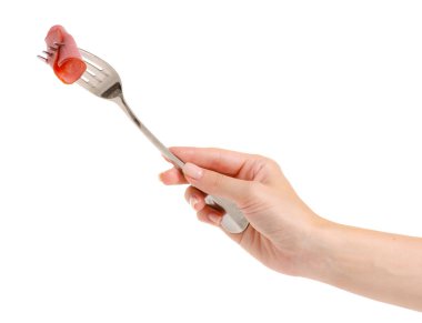 Elinde çatal sığır eti dilim