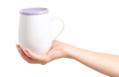 El Kupası kupa kapaklı Beyaz