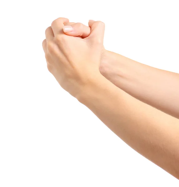 Női kéz a kézben kéz hatalom egységét — Stock Fotó