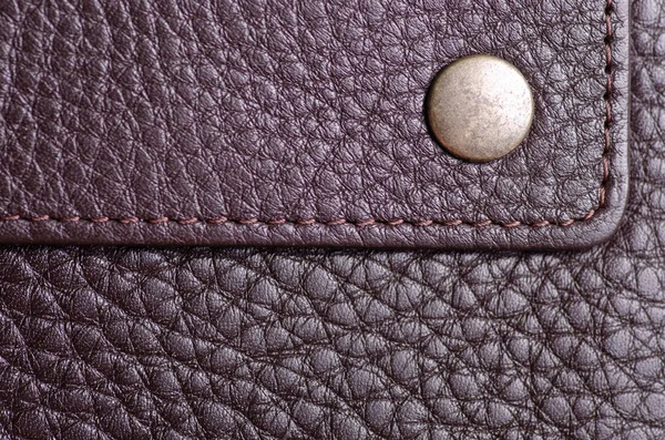 Brown leather rivet wallet macro — Stock Photo, Image