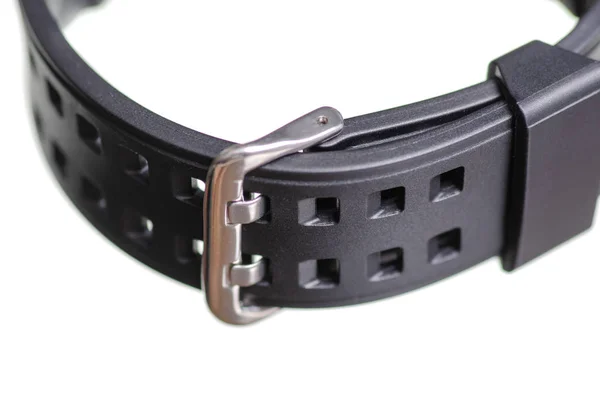 Černé hodinky s gumy náramek sport makro — Stock fotografie