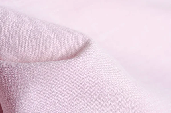 Ropa de tela lino rosa macro — Foto de Stock