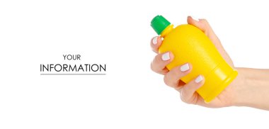 El temiz doğa desen limon suyu ile sarı plastik şişe