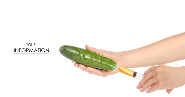 In de handen van komkommer patroon syringe — Stockfoto