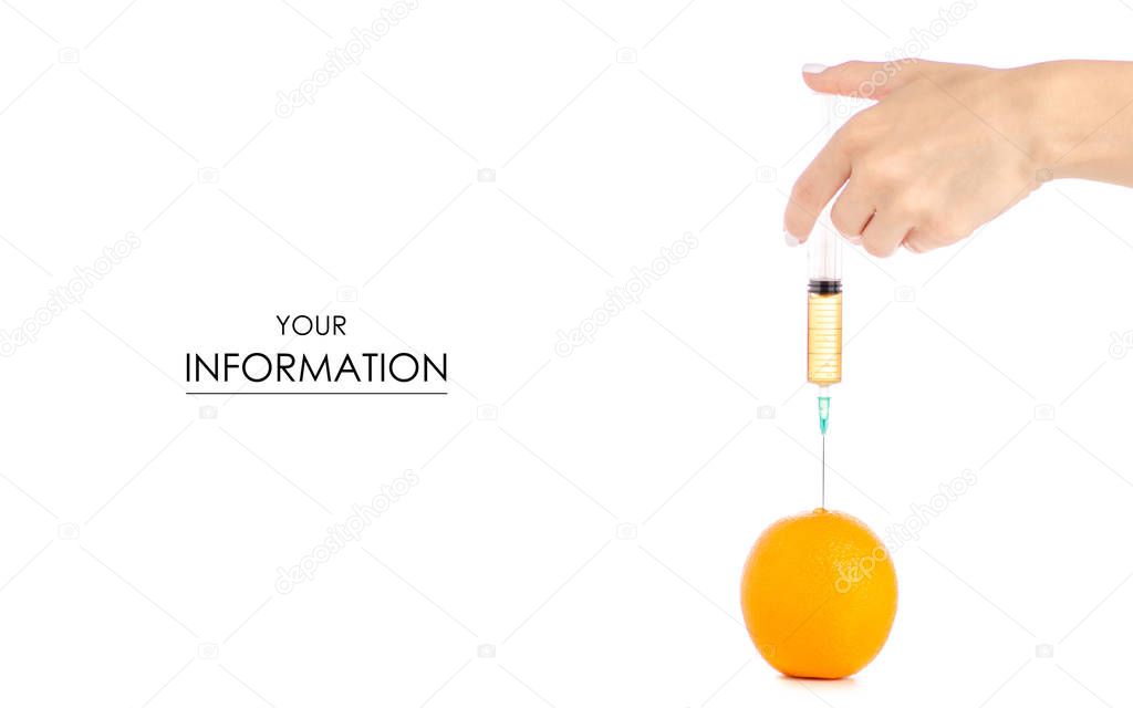 Syringe in the hands of orange pattern