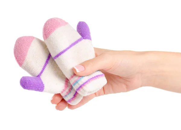 Mittens baby in hand — Stock Photo, Image