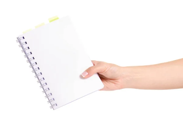 Notepad in hand — Stock Photo, Image