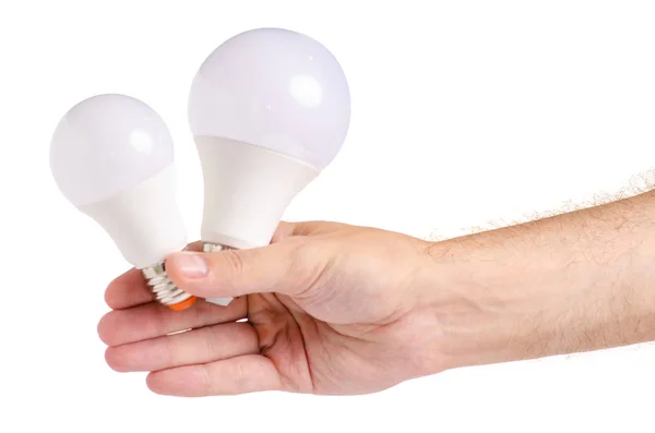 LED lampa v ruce — Stock fotografie