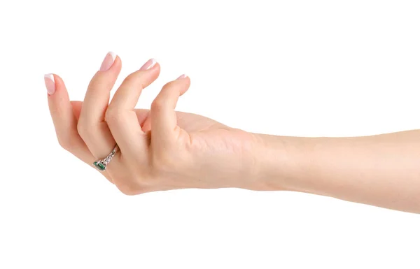 Γυναικείο χέρι με ένα ασημένιο δαχτυλίδι — Φωτογραφία Αρχείου