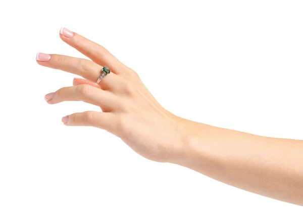 Female hand with a silver ring — Stock Photo, Image