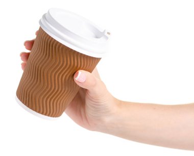 Bir elinde bir kapak ile kahve