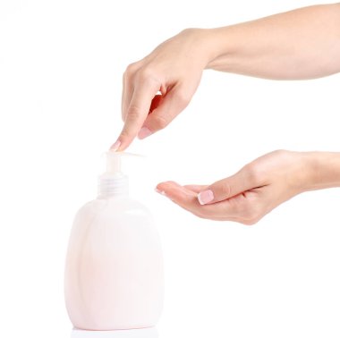 El sabunu şişe Sabunluk ile beyaz