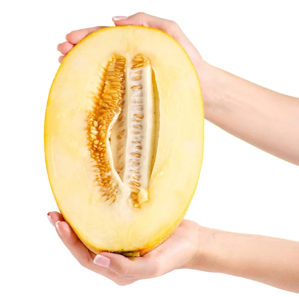 Melon in hand — Stock Photo, Image