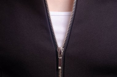 Kadın siyah ceket fermuar makroda