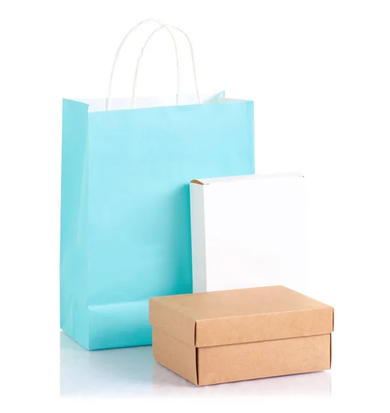 Rutorna och papper väska paket — Stockfoto