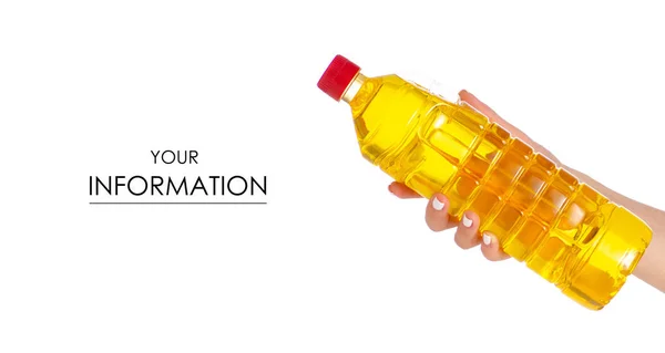 Botella de aceite de girasol en patrón de mano —  Fotos de Stock