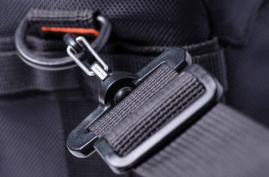 Toka siyah çanta sırt çantası Tekstil bağlantı parçaları makro