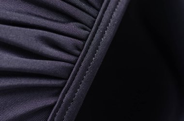 Bir dize dantel makro dikişleri yukarı Siyah mayo sutyen itin 