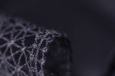 Bir dize dantel makro dikişleri yukarı Siyah mayo sutyen itin 