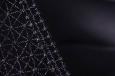 Bir dize dantel makro dikişleri yukarı Siyah mayo sutyen itin 