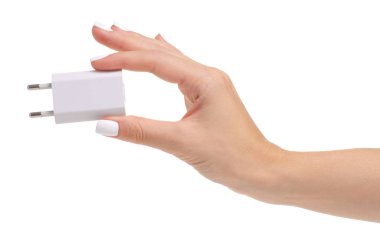 Güç kaynağı beyaz el telefon