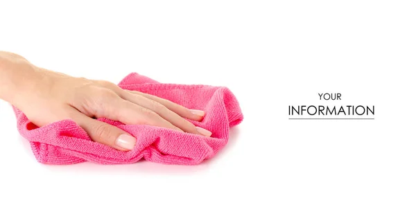 Рожева тканина для ганчірки з мікрофібри в руці — стокове фото