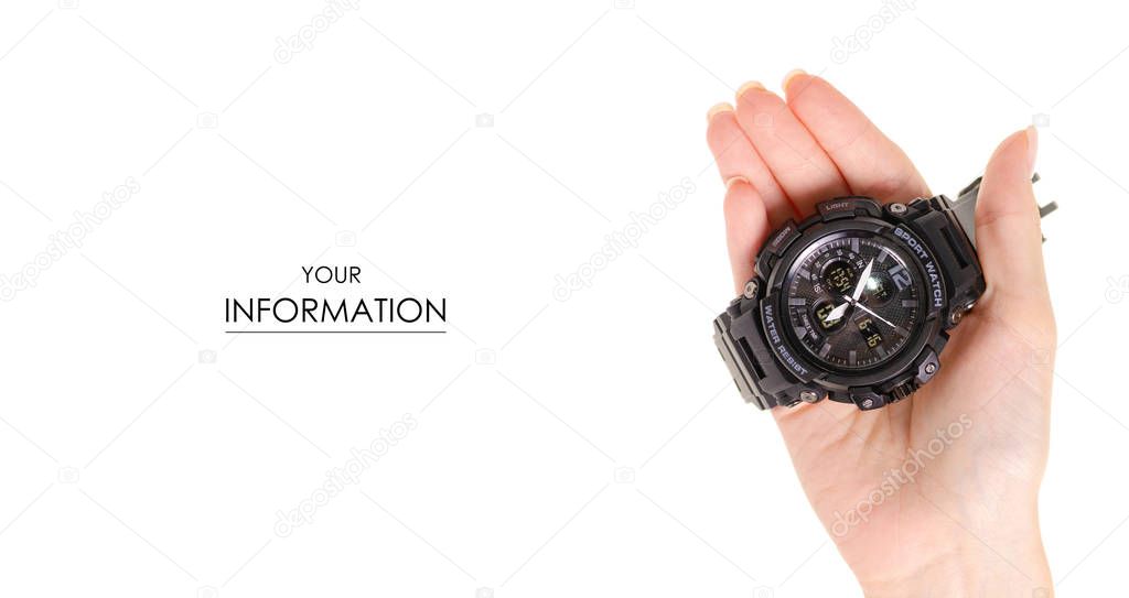 Sports man's watch in hand pattern