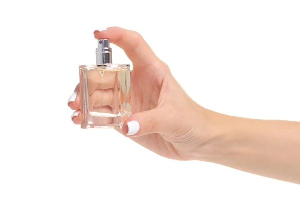 Perfume bottle in hand — Stock Photo, Image