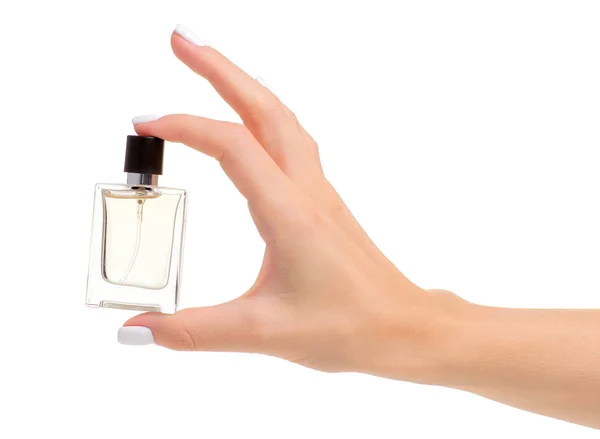 Perfume bottle in hand — Stock Photo, Image