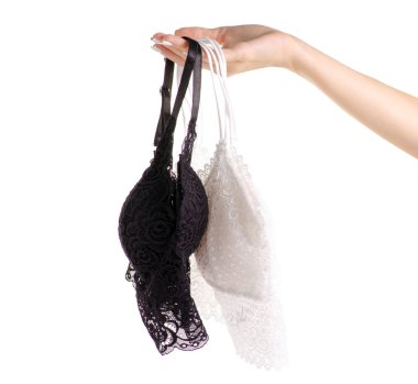 Beyaz siyah dantel sütyen lacein el