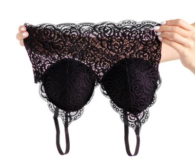 Siyah dantel sütyen dantel el