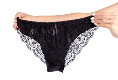 El dantel siyah kadın külot