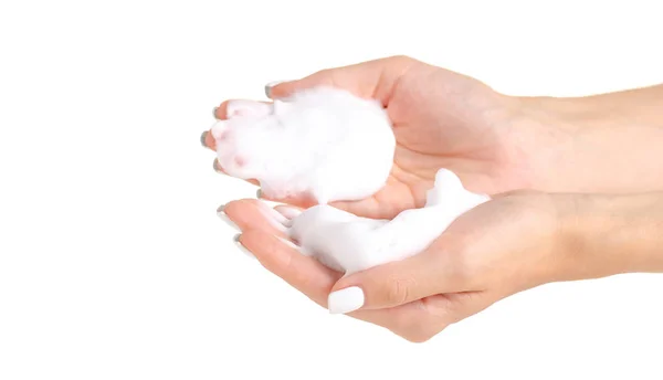 Soapy hands foam mousse for styling — Stock Photo, Image