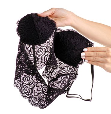 Siyah dantel sütyen dantel el