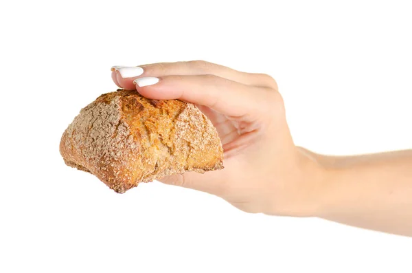 Buckwheat buns bakery in hand — Stock Photo, Image