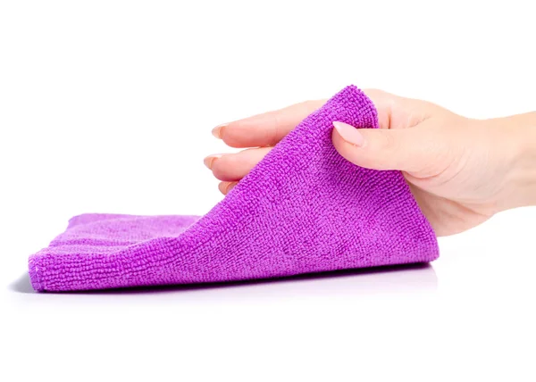Мікрофібра фіолетовий текстиль в руці — стокове фото