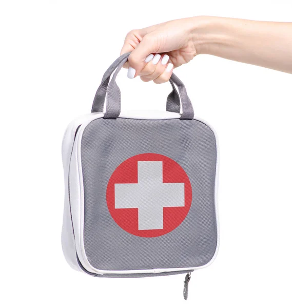 First-aid kit bag in hand — Stock Photo, Image