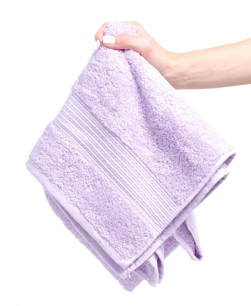 Liliowy ręcznik w ręku — Zdjęcie stockowe