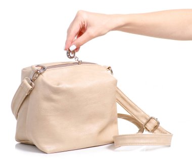 Kadın bej deri el çantası