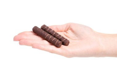 Çikolata şeker bir elinde sopa