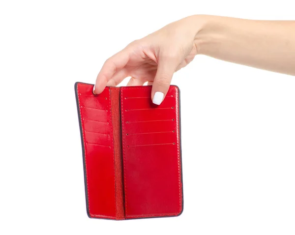 Röda kvinnliga handväska i hand — Stockfoto